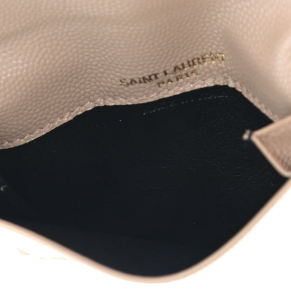 Saint Laurent Grain De Poudre Uptown Monogram Card Case Dark Beige 6 of 9