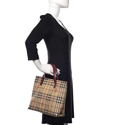 Burberry Haymarket Check Small Tote Red 3 of 15