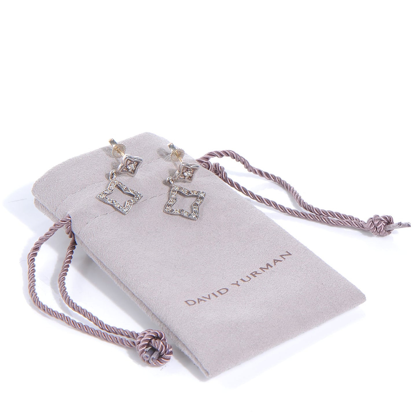 Sterling Silver Diamond Quatrefoil Drop Earrings