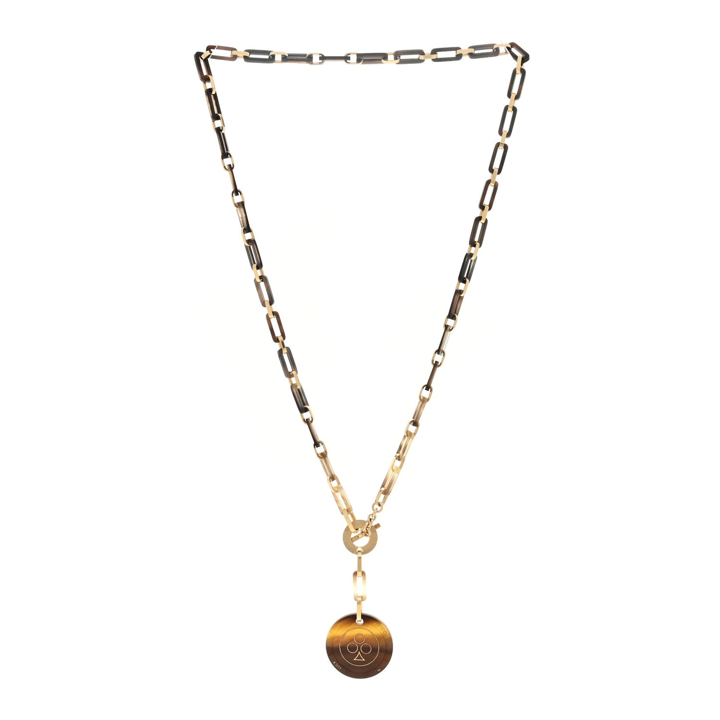 Permabrass Buffalo Horn Chaine d'Ancre Toggle Pendant Necklace Dore