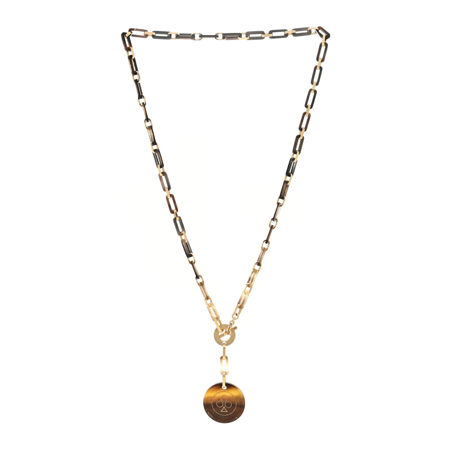 Hermes Permabrass Buffalo Horn Chaine d'Ancre Toggle Pendant Necklace Dore 3 of 5