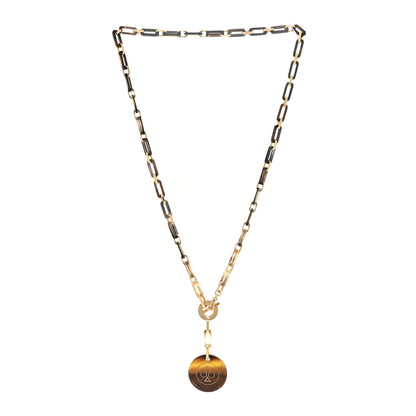 Hermes Permabrass Buffalo Horn Chaine d'Ancre Toggle Pendant Necklace Dore 3 of 5