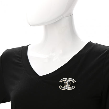Chanel Metal Enamel CC Brooch Black Light Gold 2 of 5