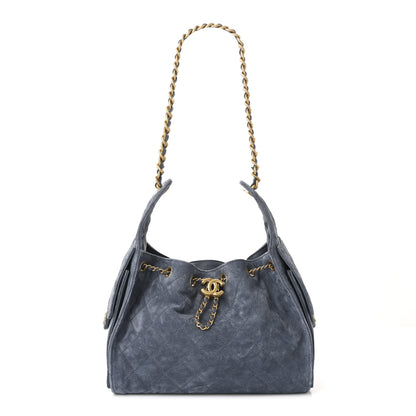 Chanel Suede Quilted Small Chanel 25 Handbag Blue 1 of 11