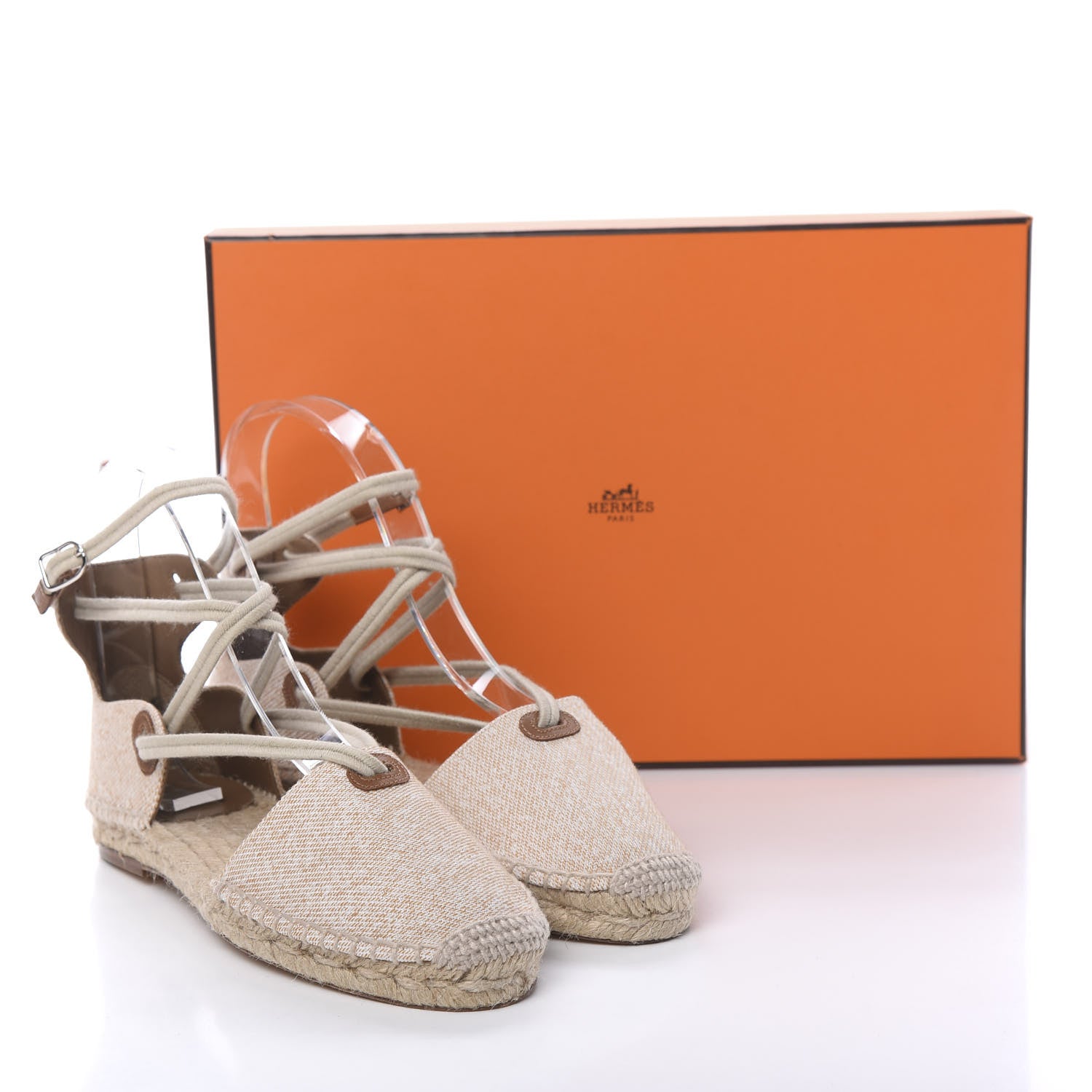 Hermes Cotton Ole Drill Espadrille 35 Brume 9 of 9