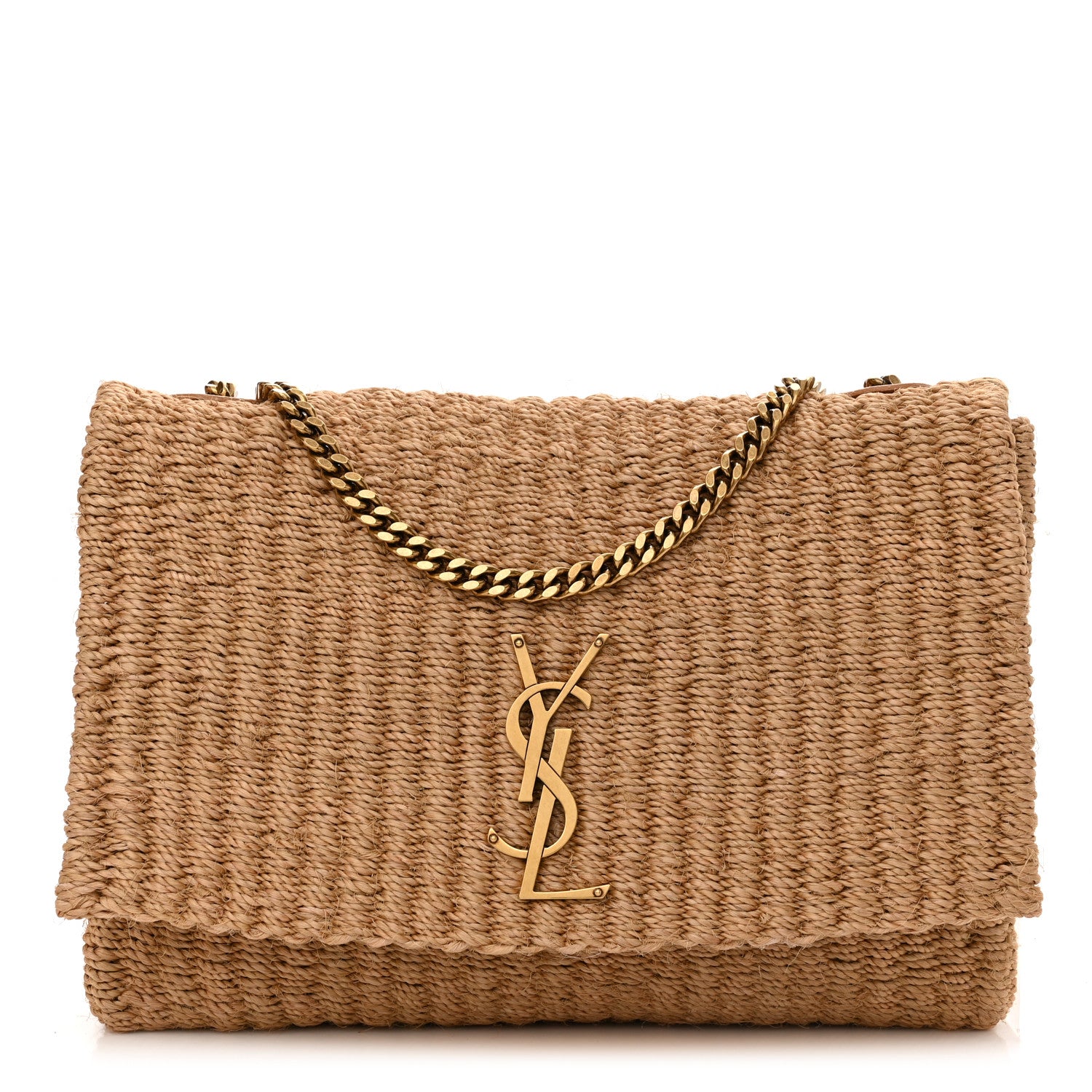 Saint Laurent Raffia Medium Monogram Kate Satchel Natural 1 of 10