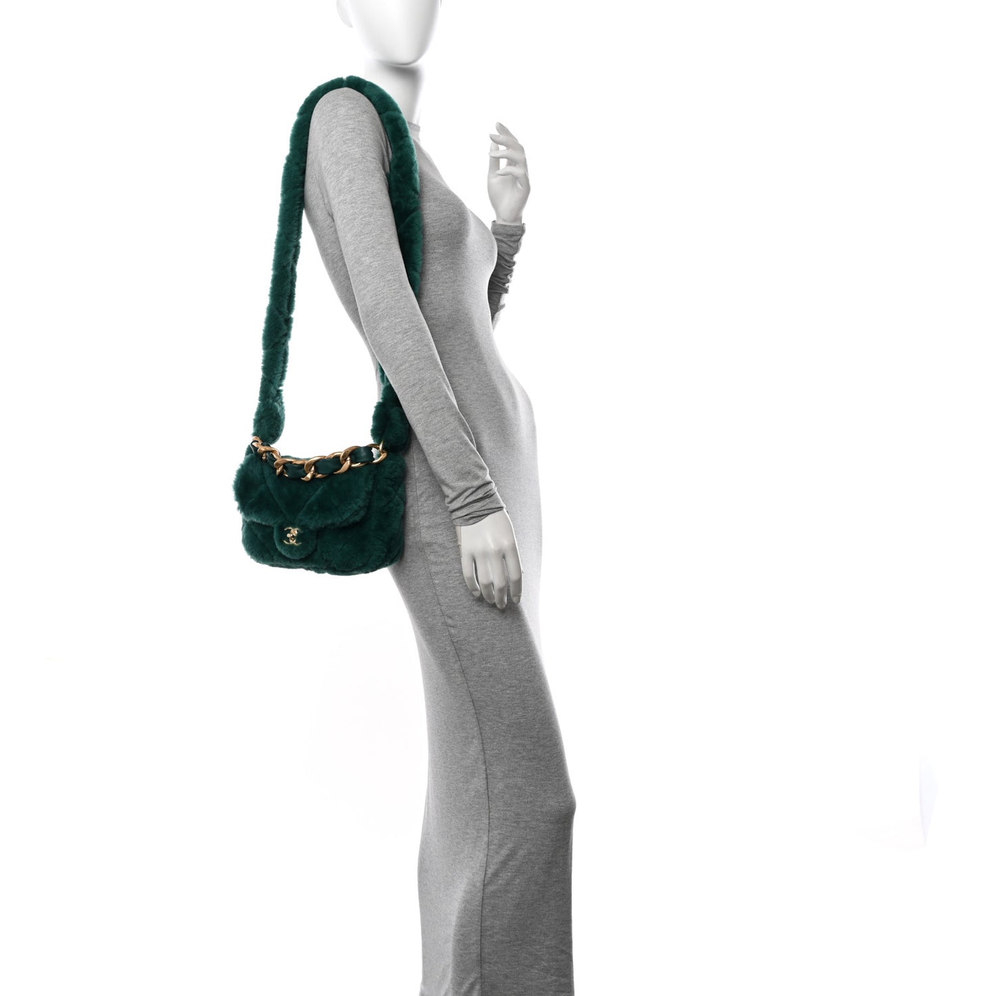 Shearling Lambskin Quilted Flap Green