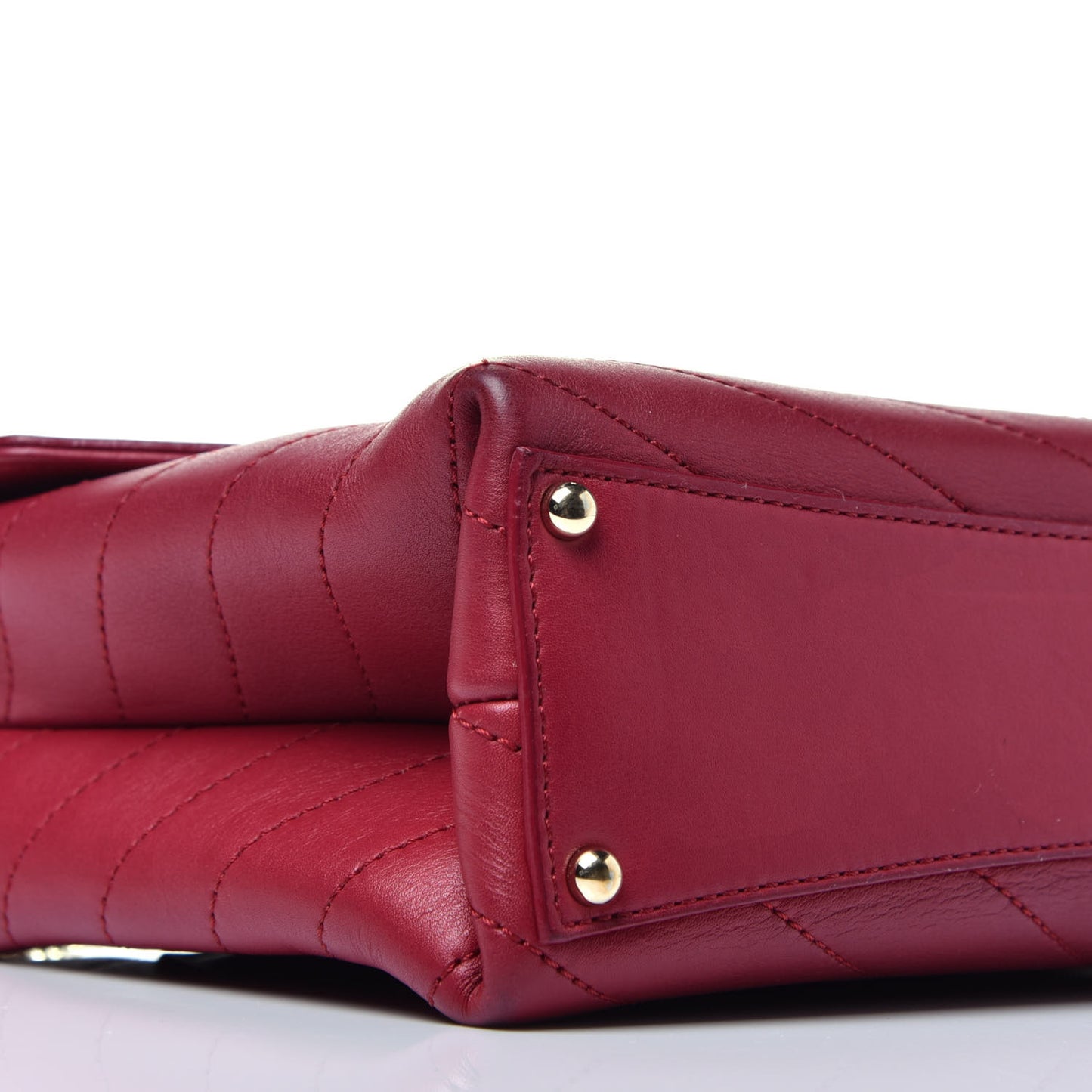 Calfskin Chevron Stitched Small Coco Flap Bag Red