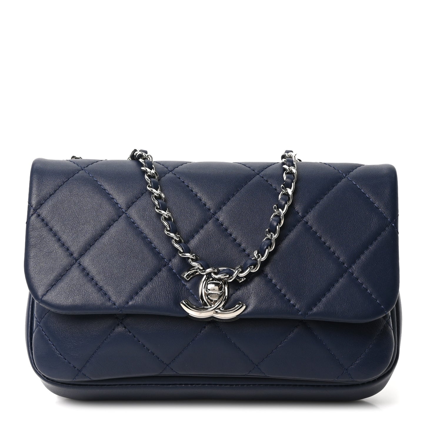 Lambskin Quilted CC Flap Navy