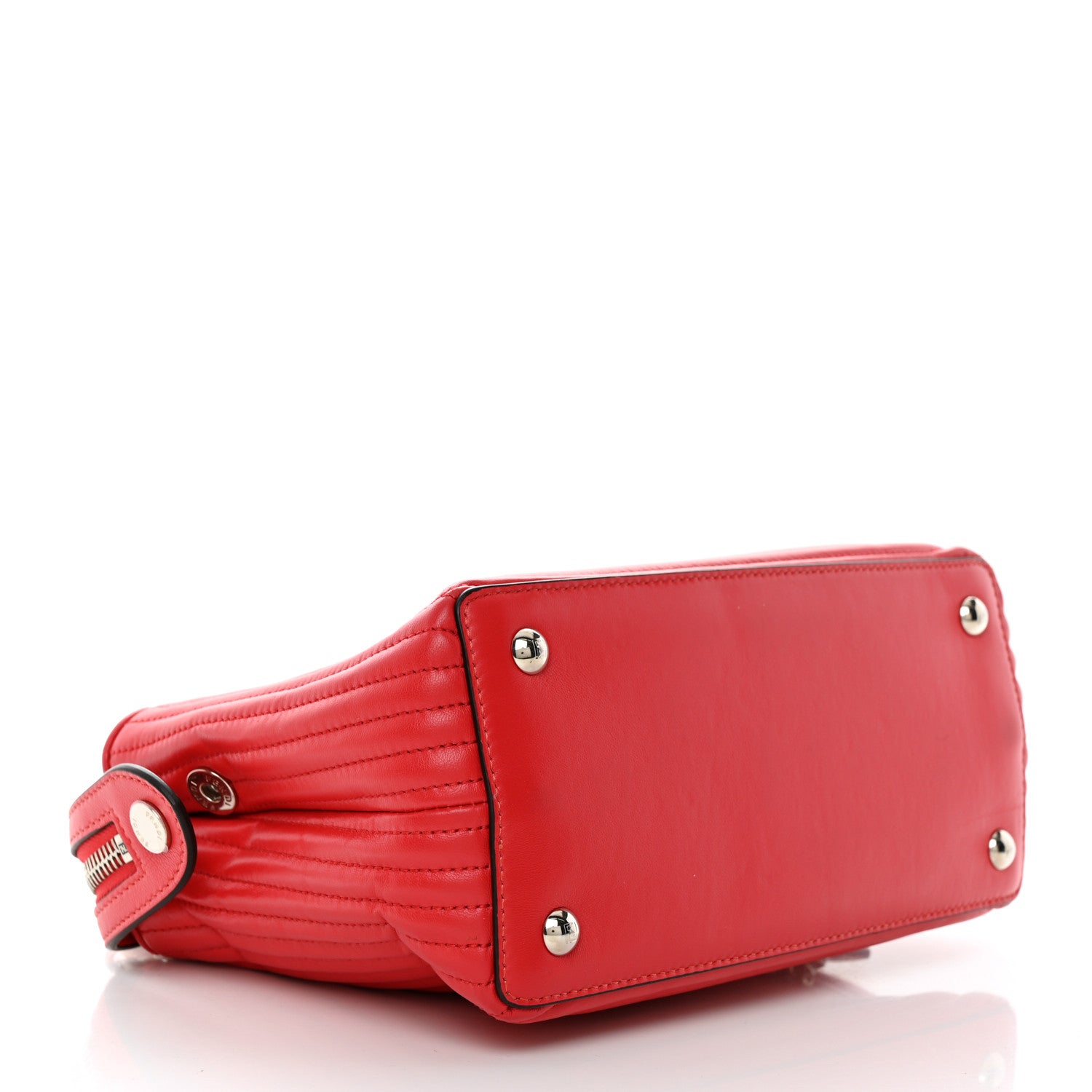 Fendi Shiny Nappa Trapuntata Small DotCom Click Chain Satchel Rojo 6 of 11