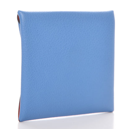 Hermes Evercolor Verso Bastia Coin Purse Bleu Paradis Orange Poppy 3 of 9