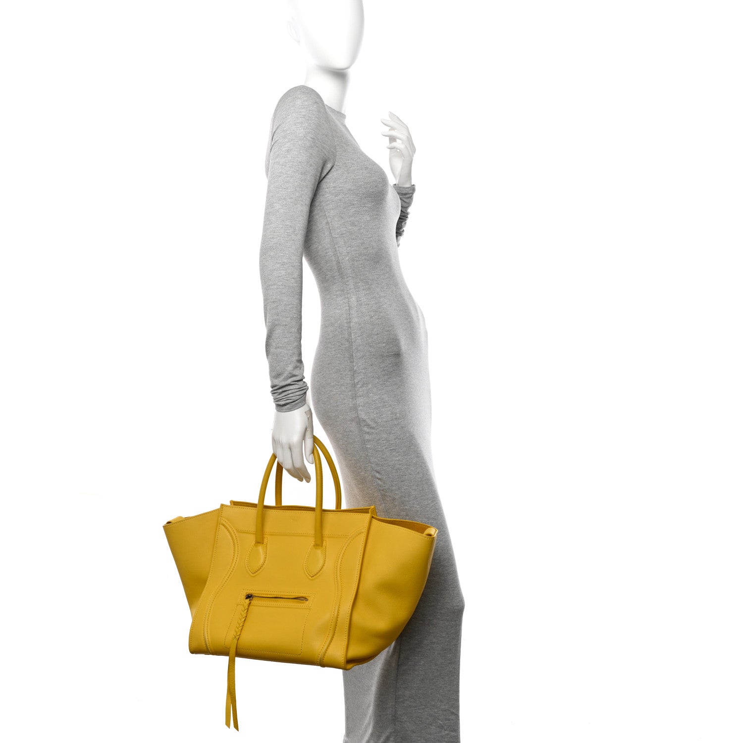 Celine Supple Calfskin Medium Phantom Luggage Sun Yellow 2 of 18