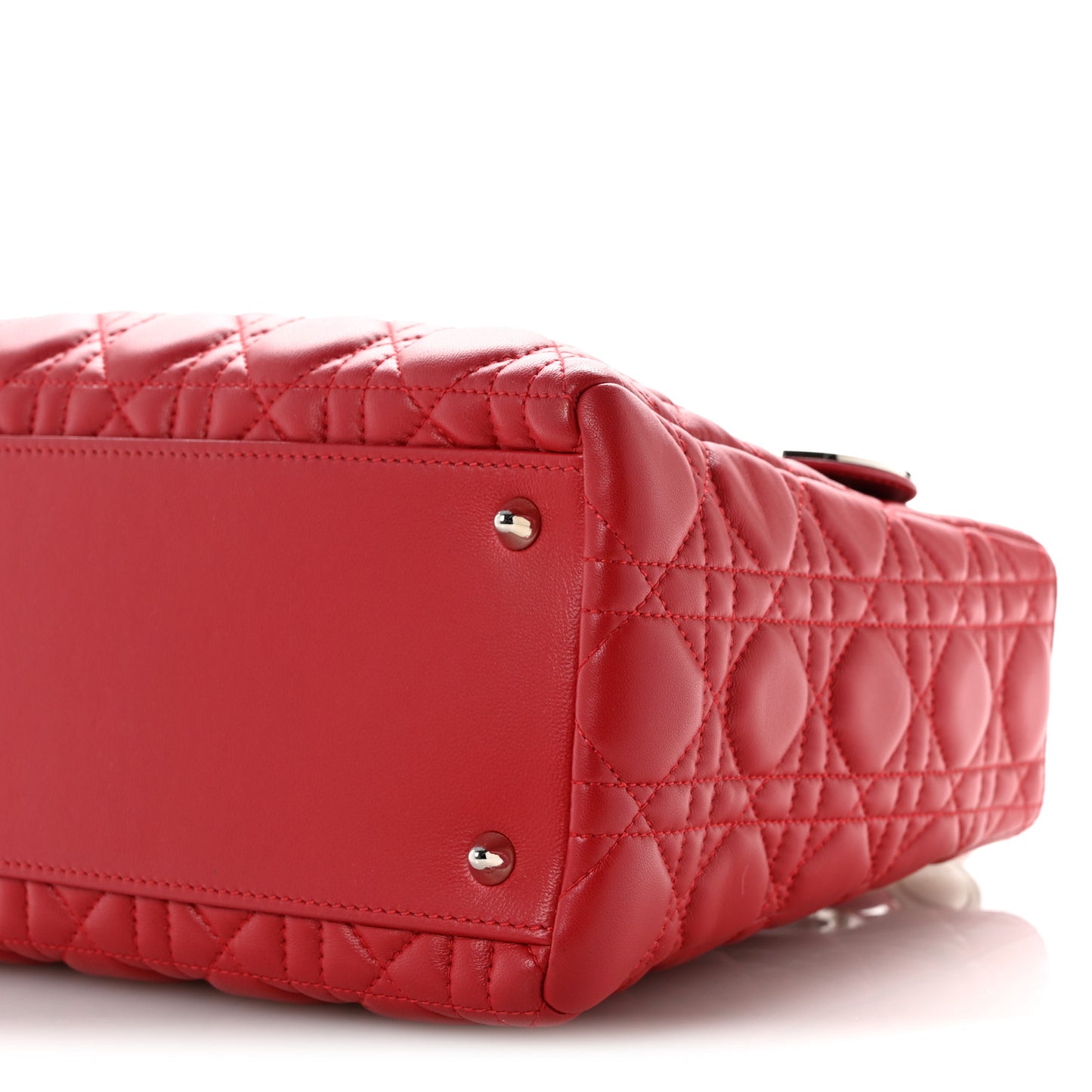 Lambskin Cannage Medium Lady Dior Red