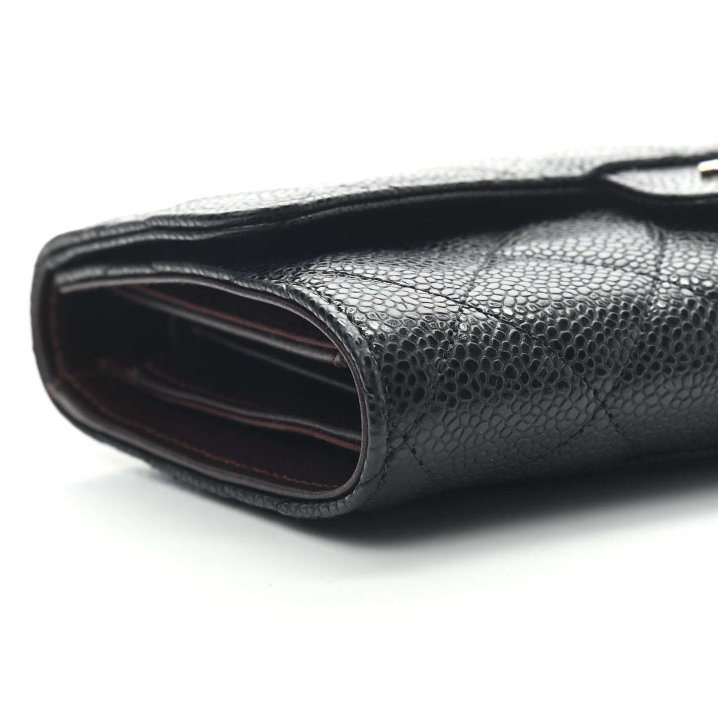 Caviar Quilted Large Flap Wallet Black