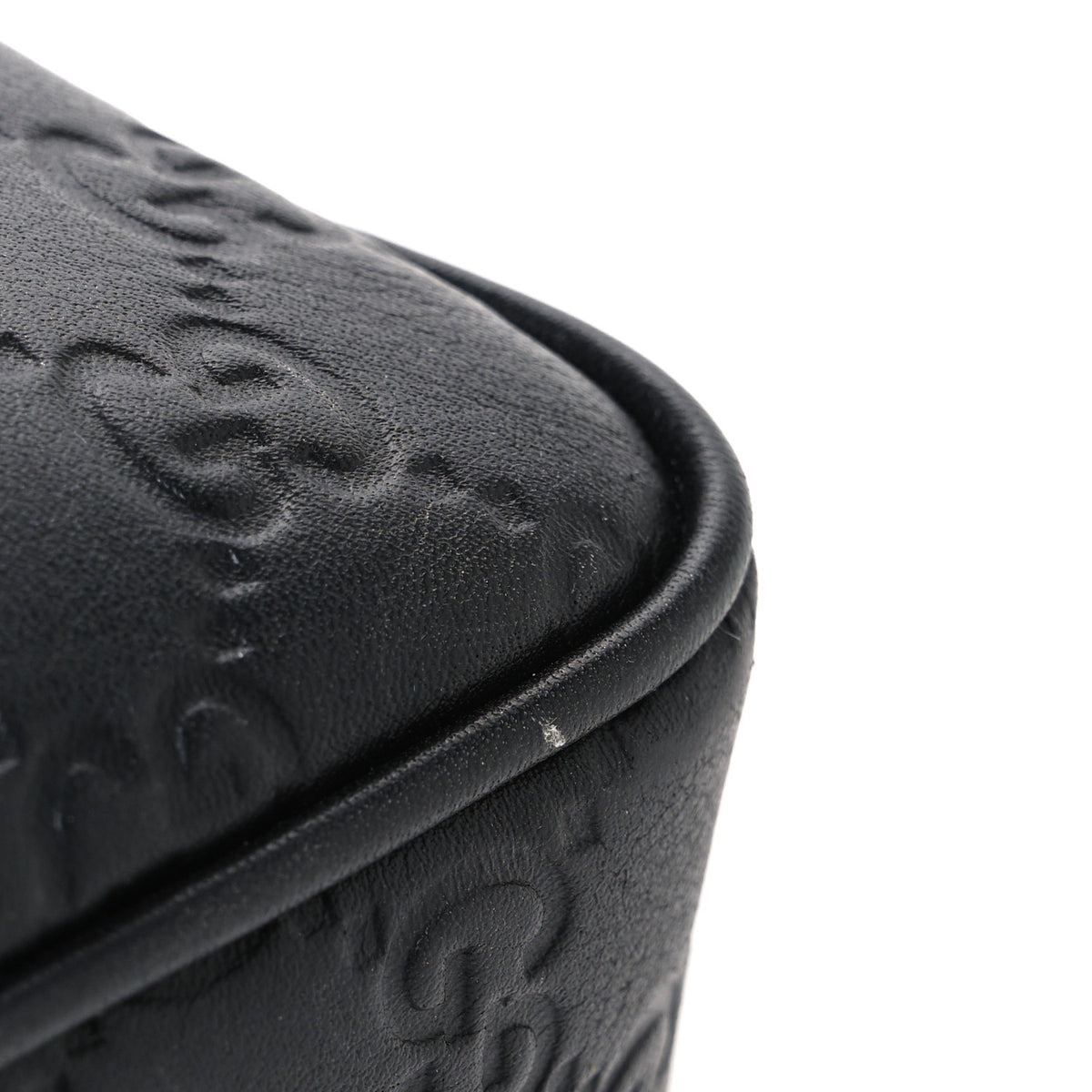 GG Calfskin Embossed Emblem Small Crossbody Bag Black