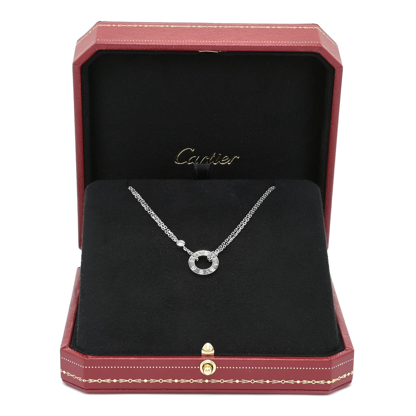 18K White Gold 2 Diamond LOVE Necklace