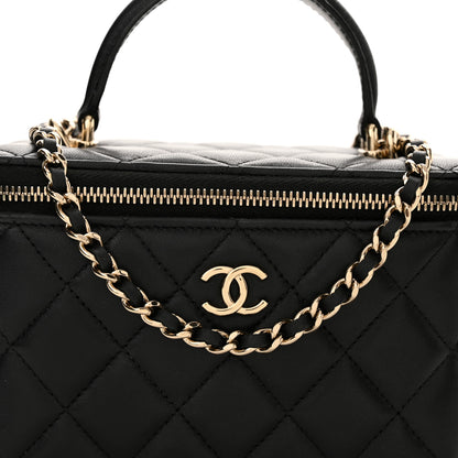 Chanel Lambskin Quilted Small Top Handle Vanity Case With Chain Black 8 of 11