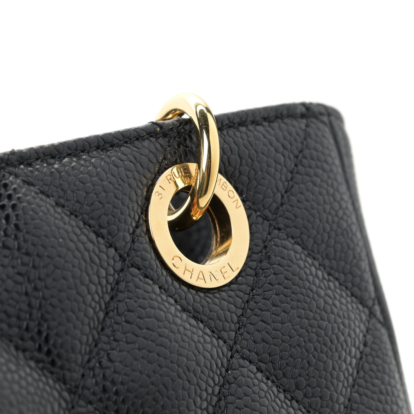 Caviar Quilted Petit Shopping Tote PST Black