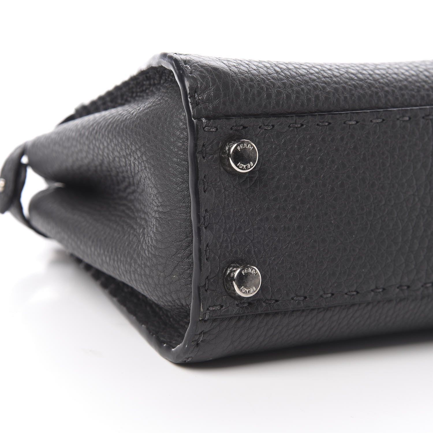 Fendi Cuoio Romano Selleria Bi-Color Mini Peekaboo Iconic Satchel Asfalto Latte 12 of 13