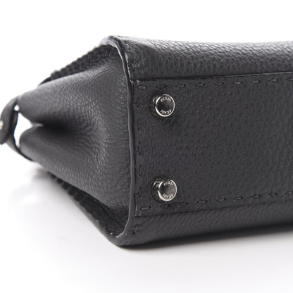 Fendi Cuoio Romano Selleria Bi-Color Mini Peekaboo Iconic Satchel Asfalto Latte 12 of 13