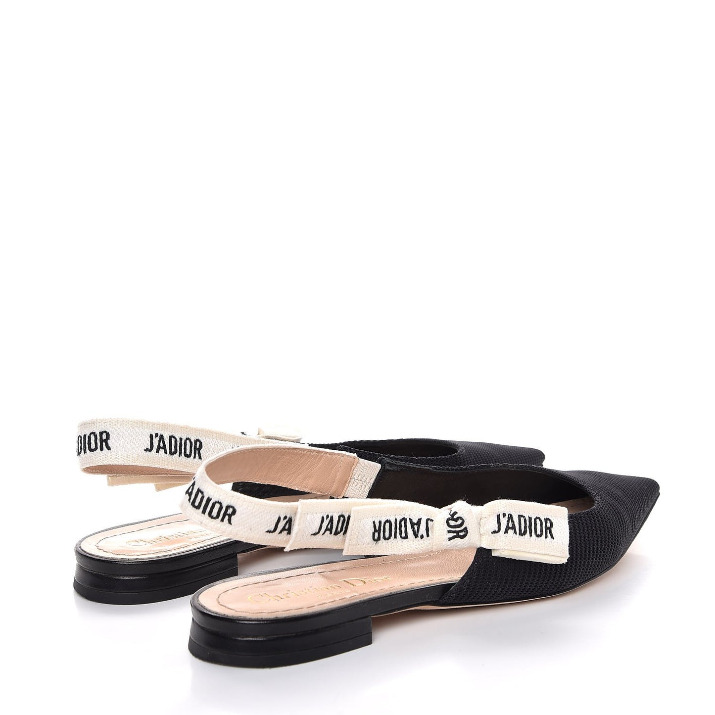 Technical Canvas Ribbon J'Adior Slingback Ballet Flats 37 Black