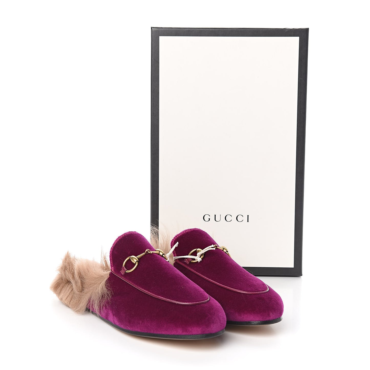 Velvet Fur Womens Princetown Slippers 37 Fucsia Violet Cyclamen Natural