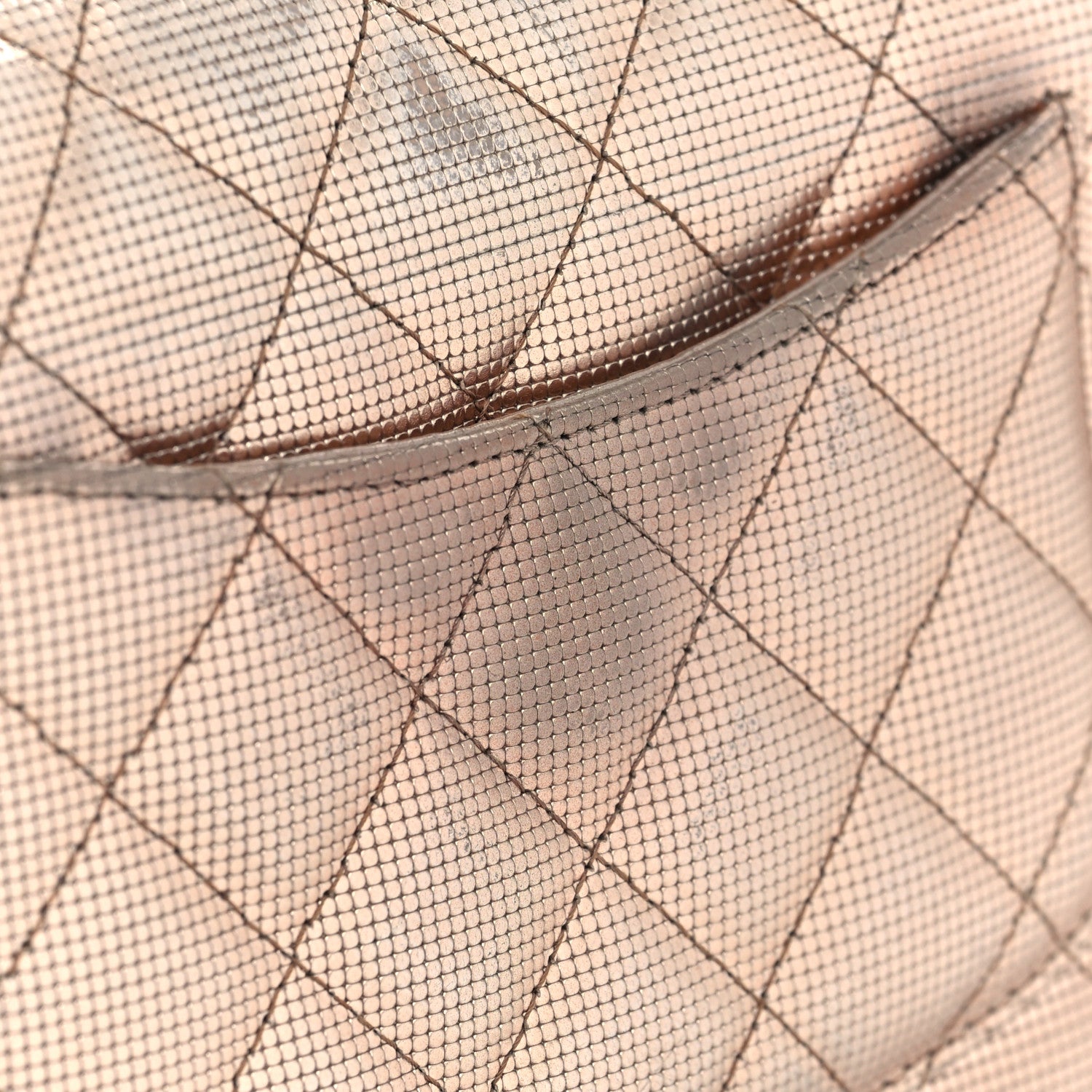 Chanel Metallic Calfskin Quilted Pixel Effect Mini Rectangular Flap Pink Gold 12 of 12
