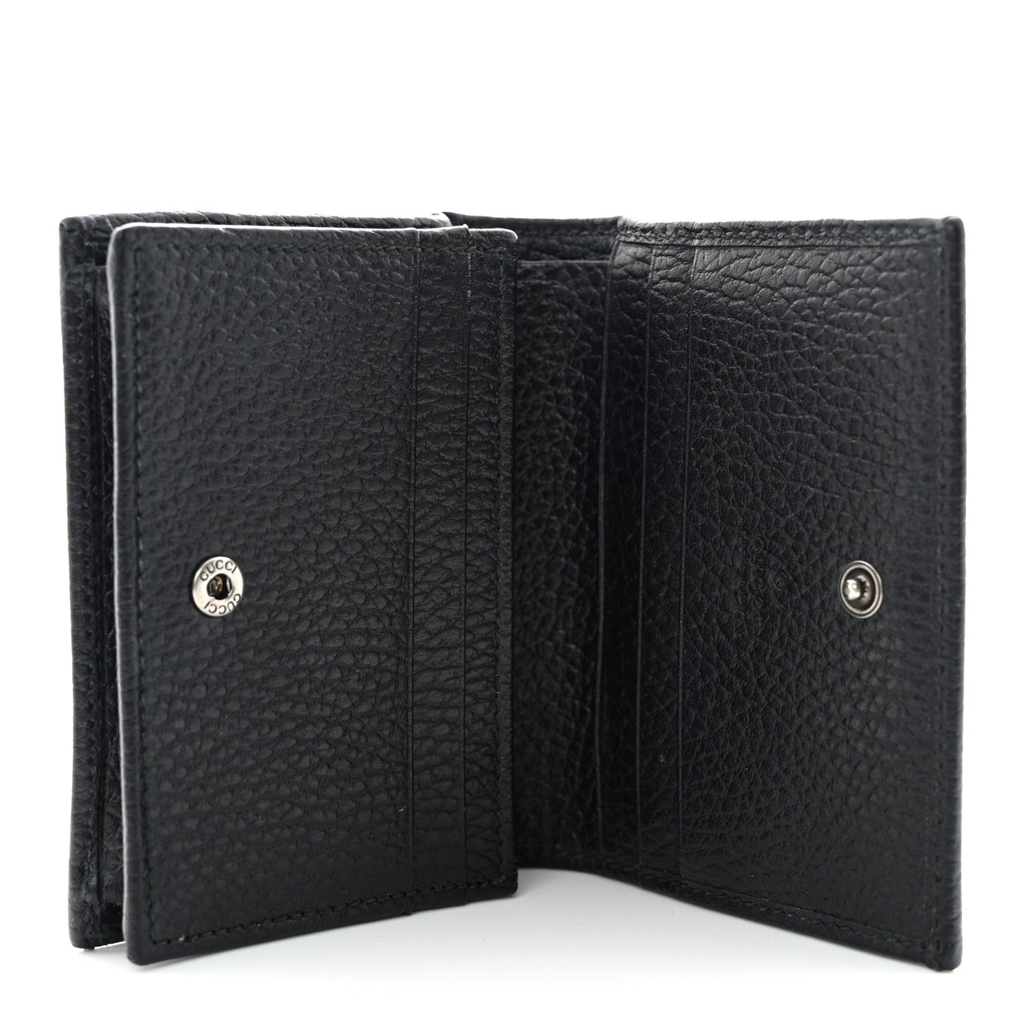 Dollar Calfskin Enamel Monochrome GG Marmont Card Case Black