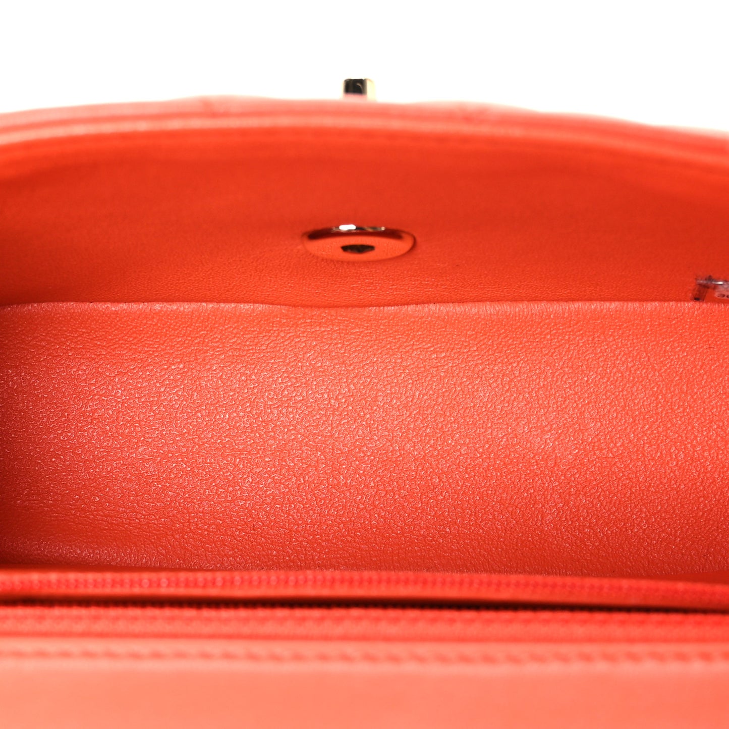 Lambskin Quilted Mini Rectangular Flap Orange
