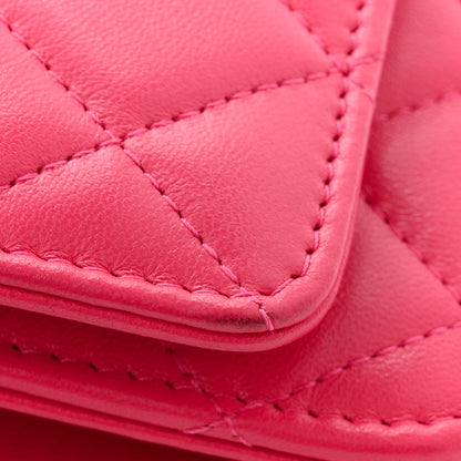 Chanel Lambskin Quilted Trendy CC Wallet On Chain WOC Dark Pink 12 of 14