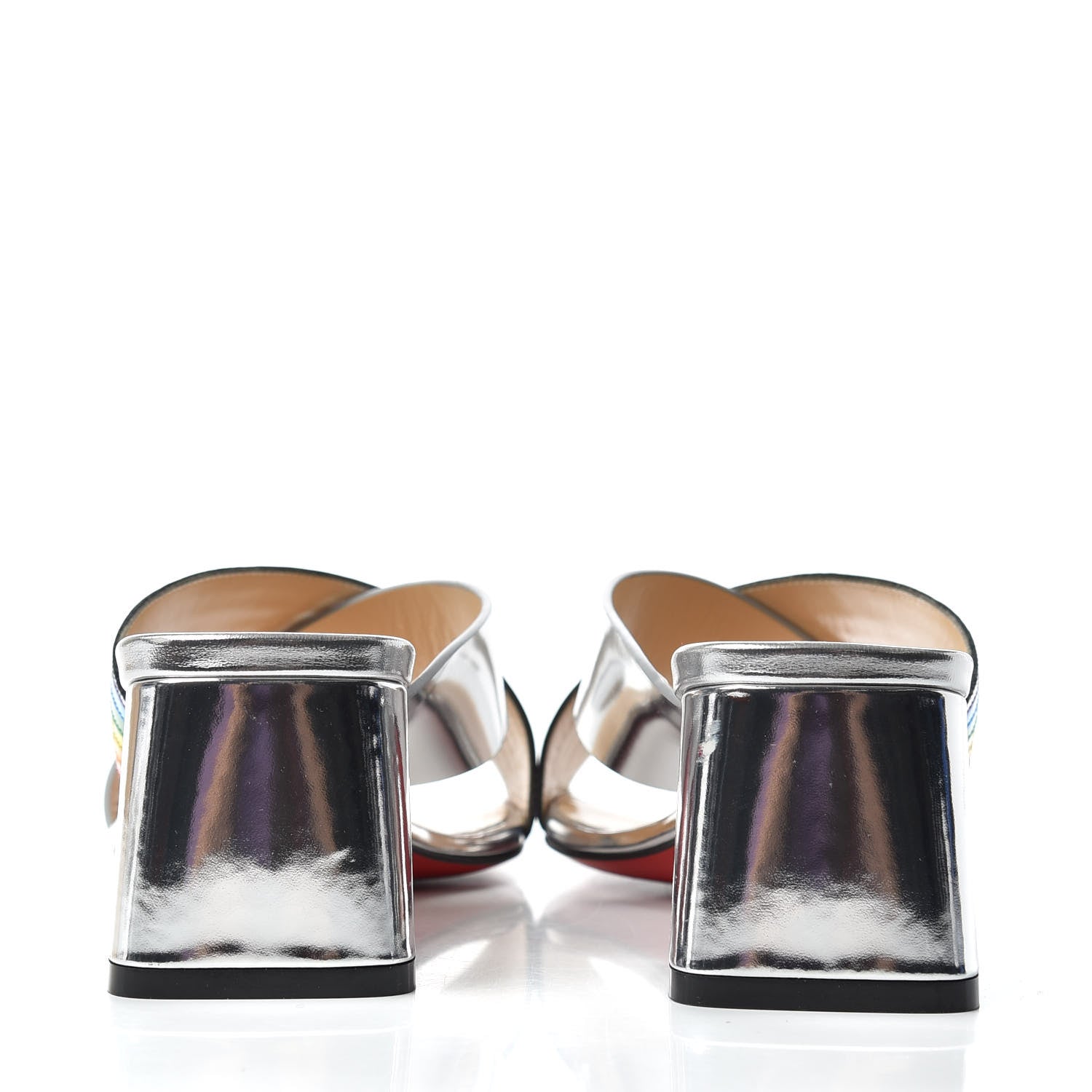 Christian Louboutin Metallic Calfskin Rainbow Arkenmule 55 Slide Sandals 37.5 Silver Multicolor 7 of 10