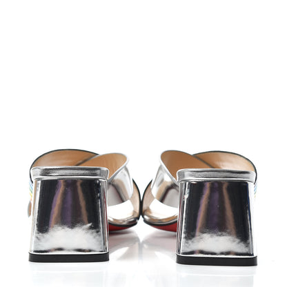 Christian Louboutin Metallic Calfskin Rainbow Arkenmule 55 Slide Sandals 37.5 Silver Multicolor 7 of 10