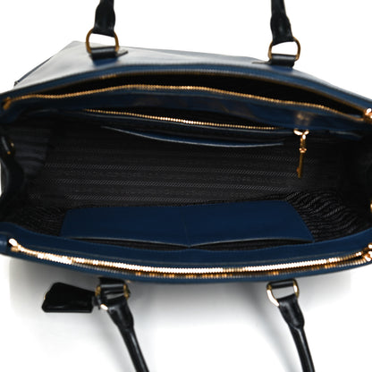 Prada Saffiano Lux Bi-Color Medium Galleria Double Zip Tote Bluette Black 5 of 15