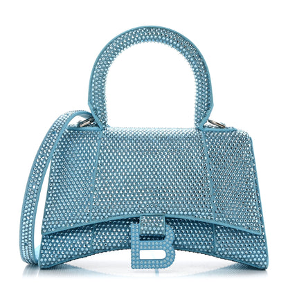 Balenciaga Strass Suede Hourglass Top Handle Bag XS Light Blue 1 of 11