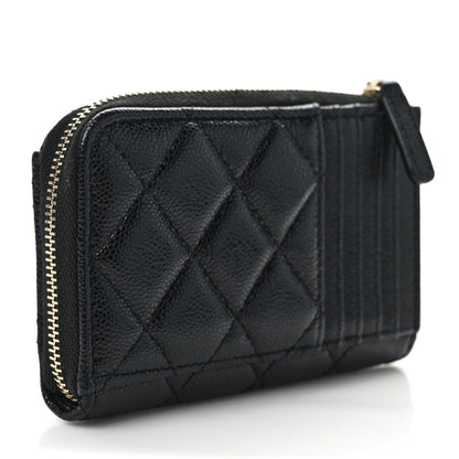 Chanel Caviar Quilted CC Zip Around Card Holder Black 3 of 7