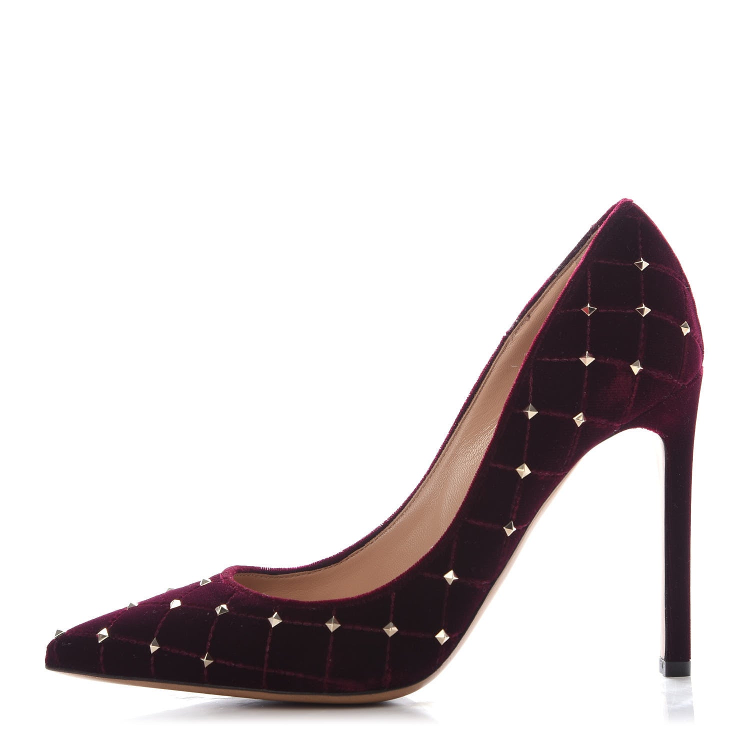 Valentino Garavani Velvet Rockstud Spike 105mm Pumps 37 Rubino 1 of 9