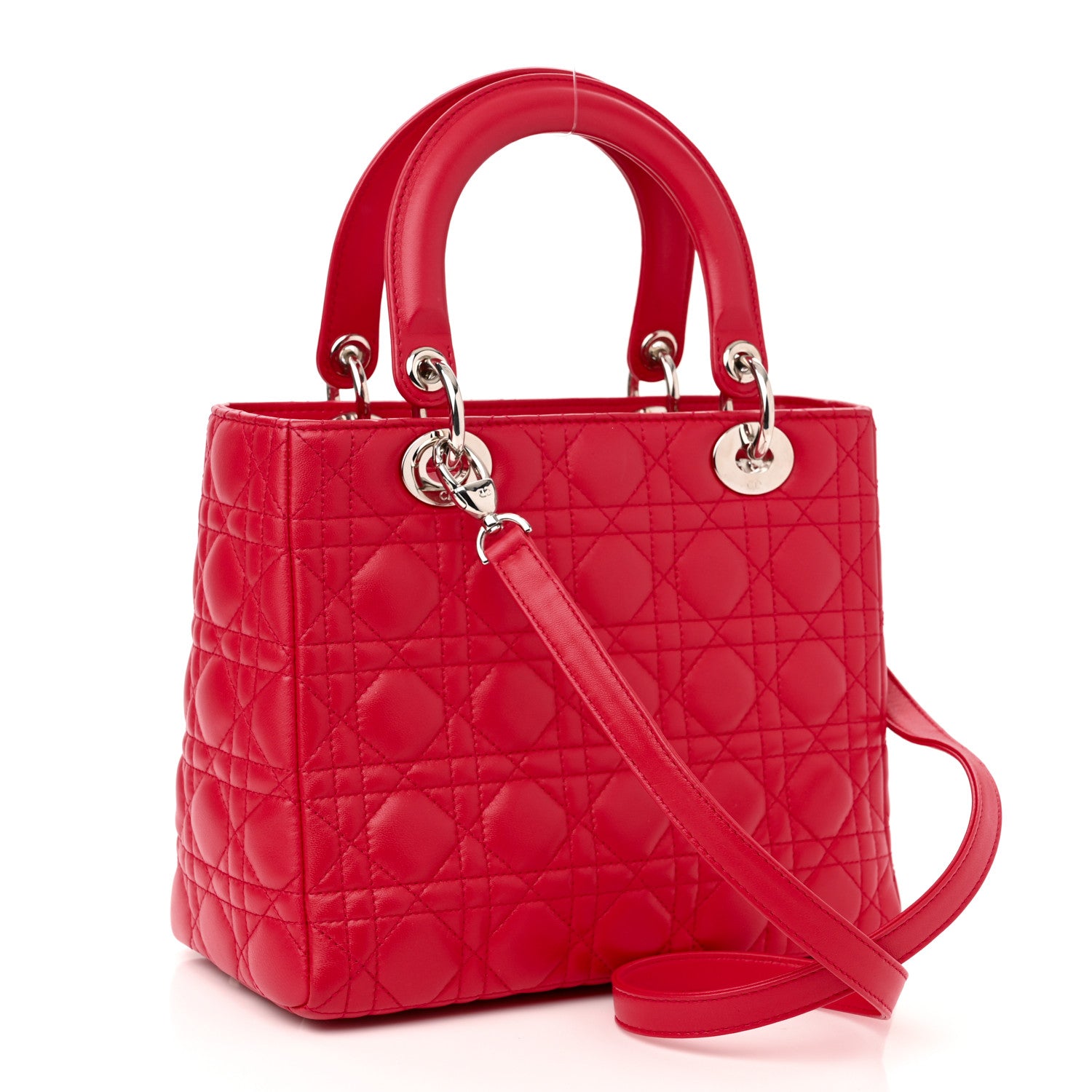 Christian Dior Lambskin Cannage Medium Lady Dior Red 3 of 10
