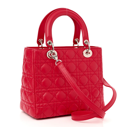 Christian Dior Lambskin Cannage Medium Lady Dior Red 3 of 10