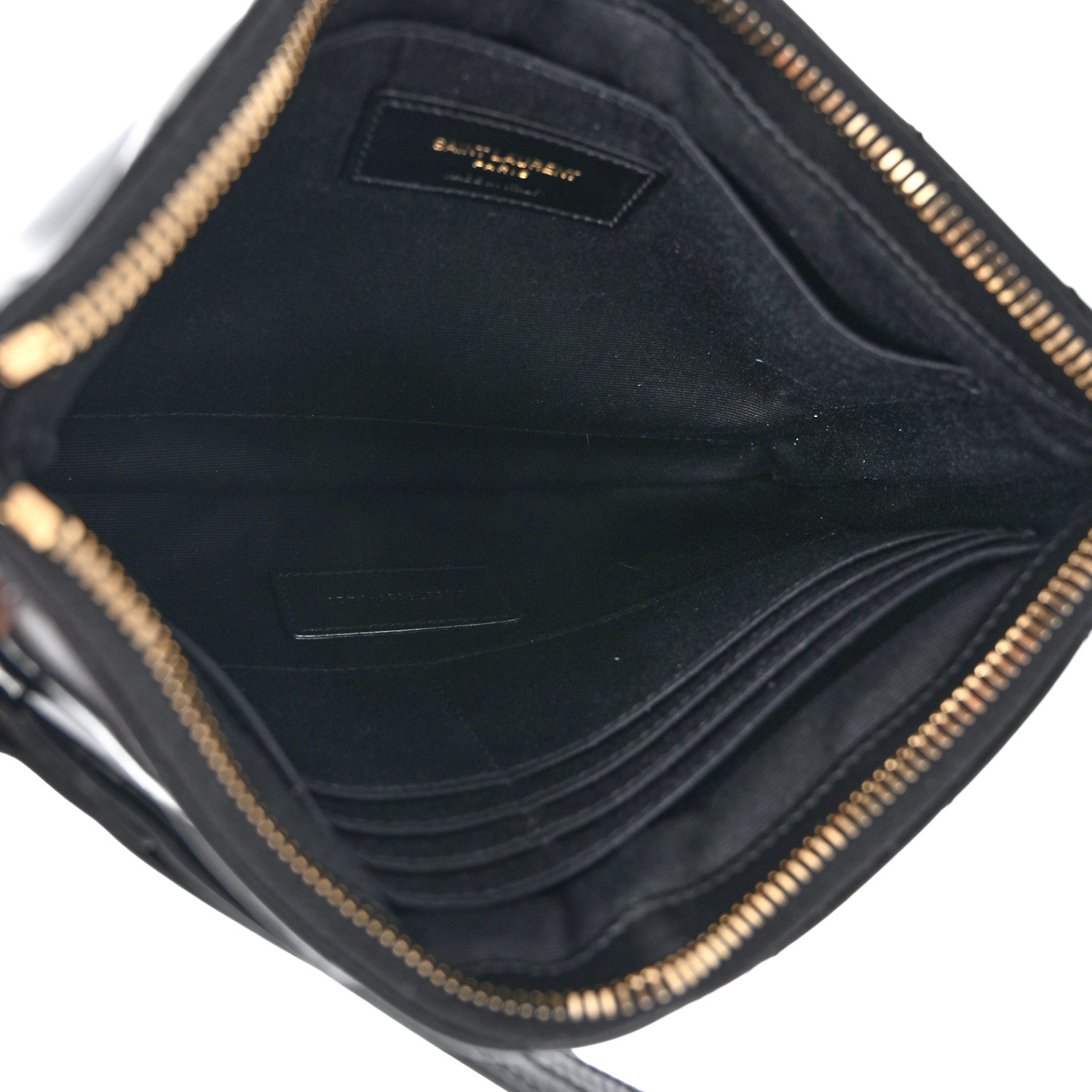 Saint Laurent Calfskin Matelasse Chevron Monogram A5 Wristlet Black 5 of 8