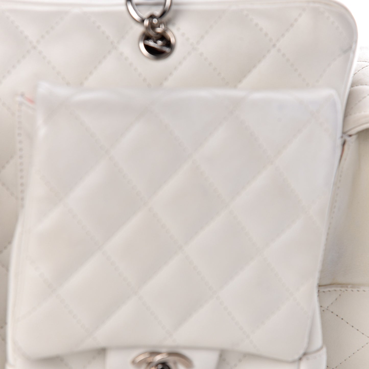 Calfskin Quilted Large Cambon Multipocket Reporter White