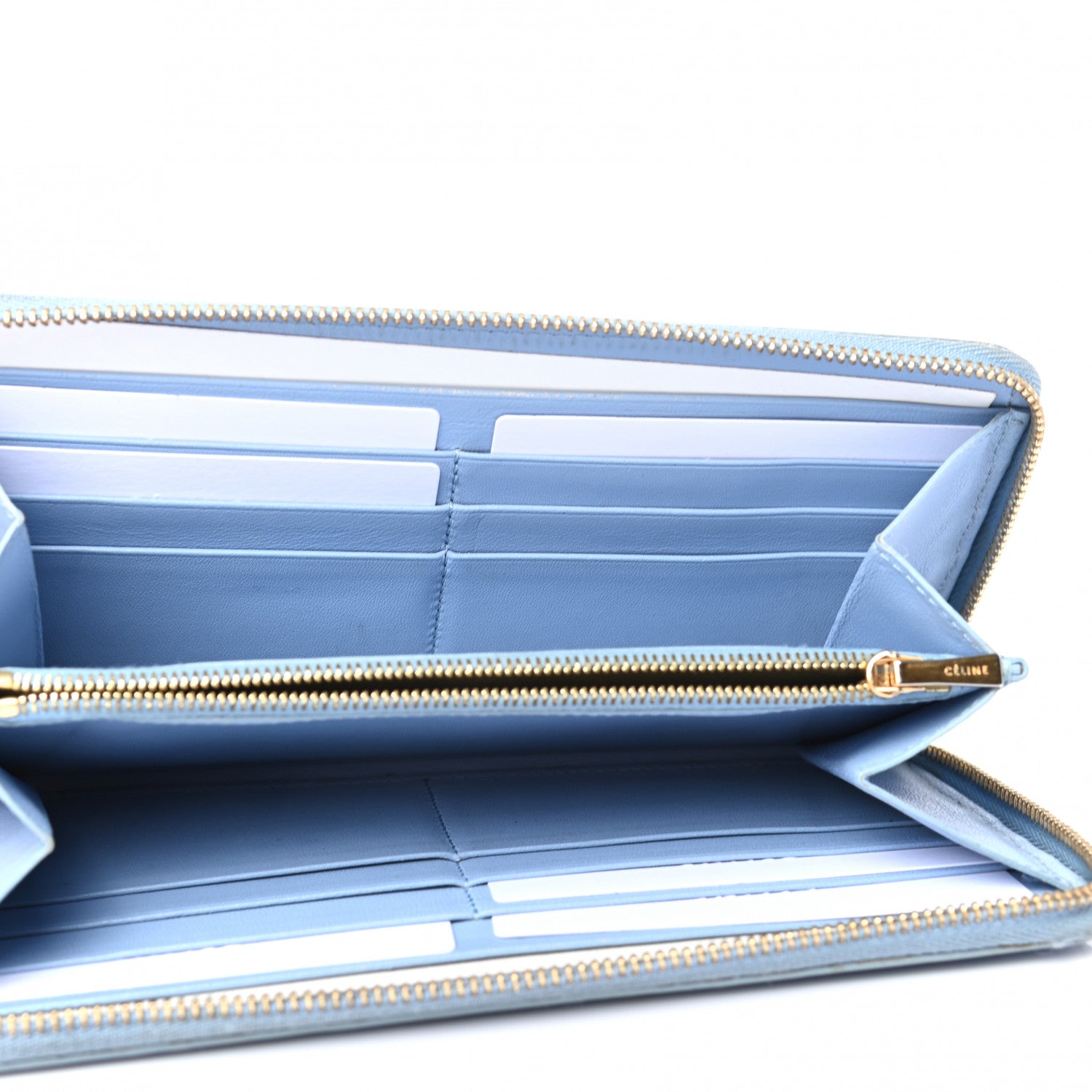 Celine Lambskin Large Zip Around Multifunction Wallet Blue Lavender 5 of 9