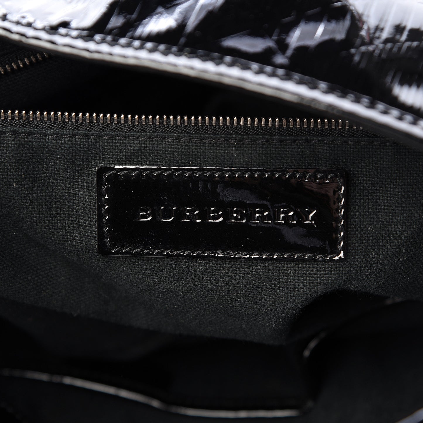 Patent Check Embossed Small Bilmore Tote Black
