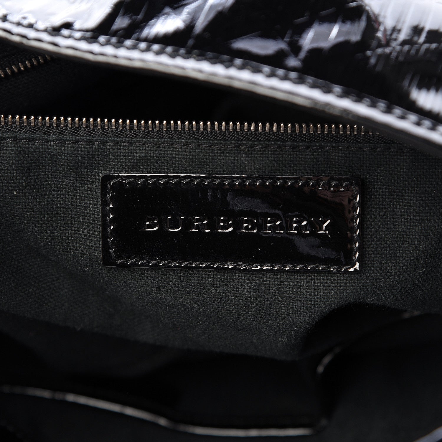 Burberry Patent Check Embossed Small Bilmore Tote Black 6 of 14