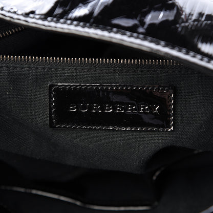 Burberry Patent Check Embossed Small Bilmore Tote Black 6 of 14