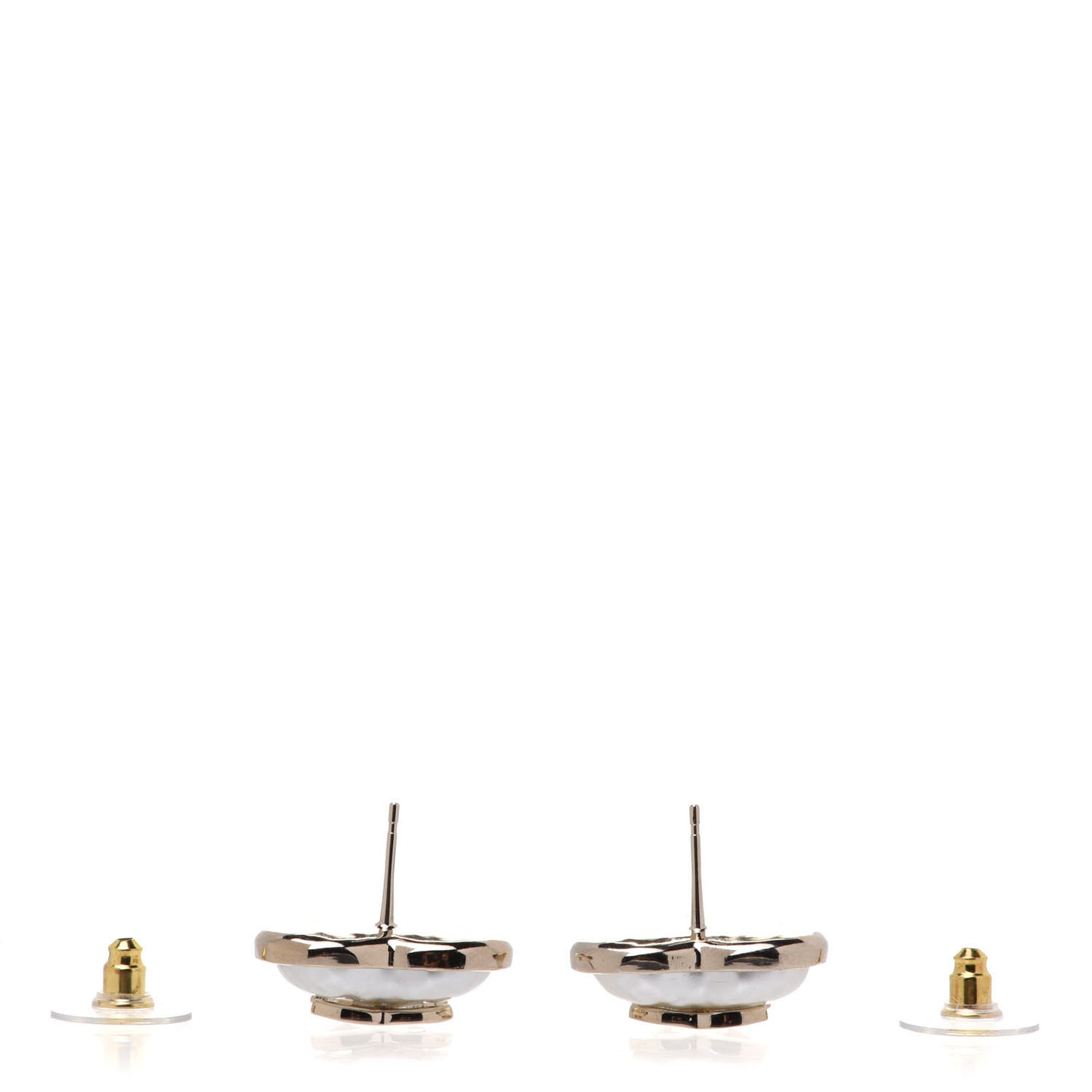 Pearl CC Heart Earrings Gold