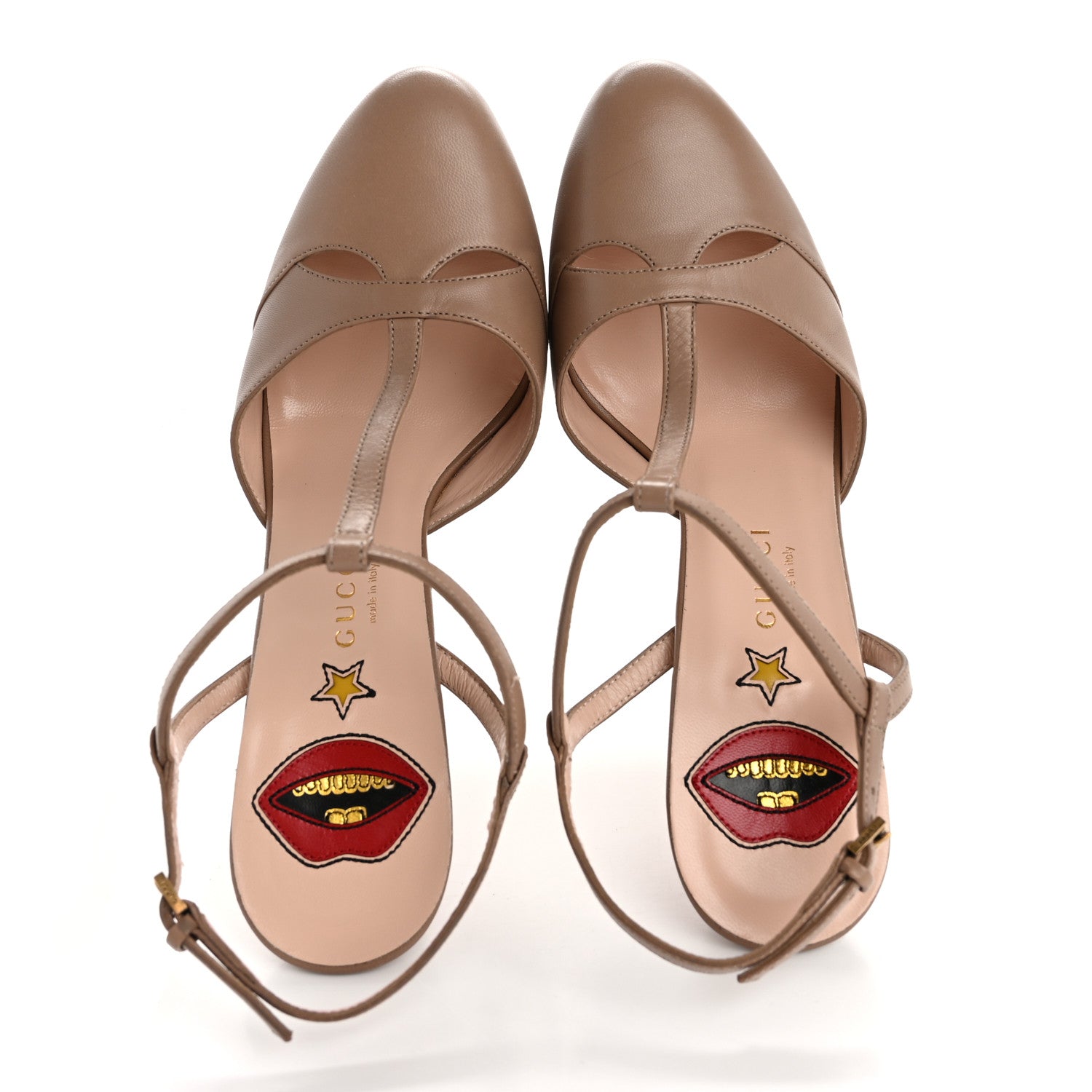 Gucci Malaga Kid Angel T-Strap Platform High Heel Pumps 38 Porcelain Rose 2 of 9