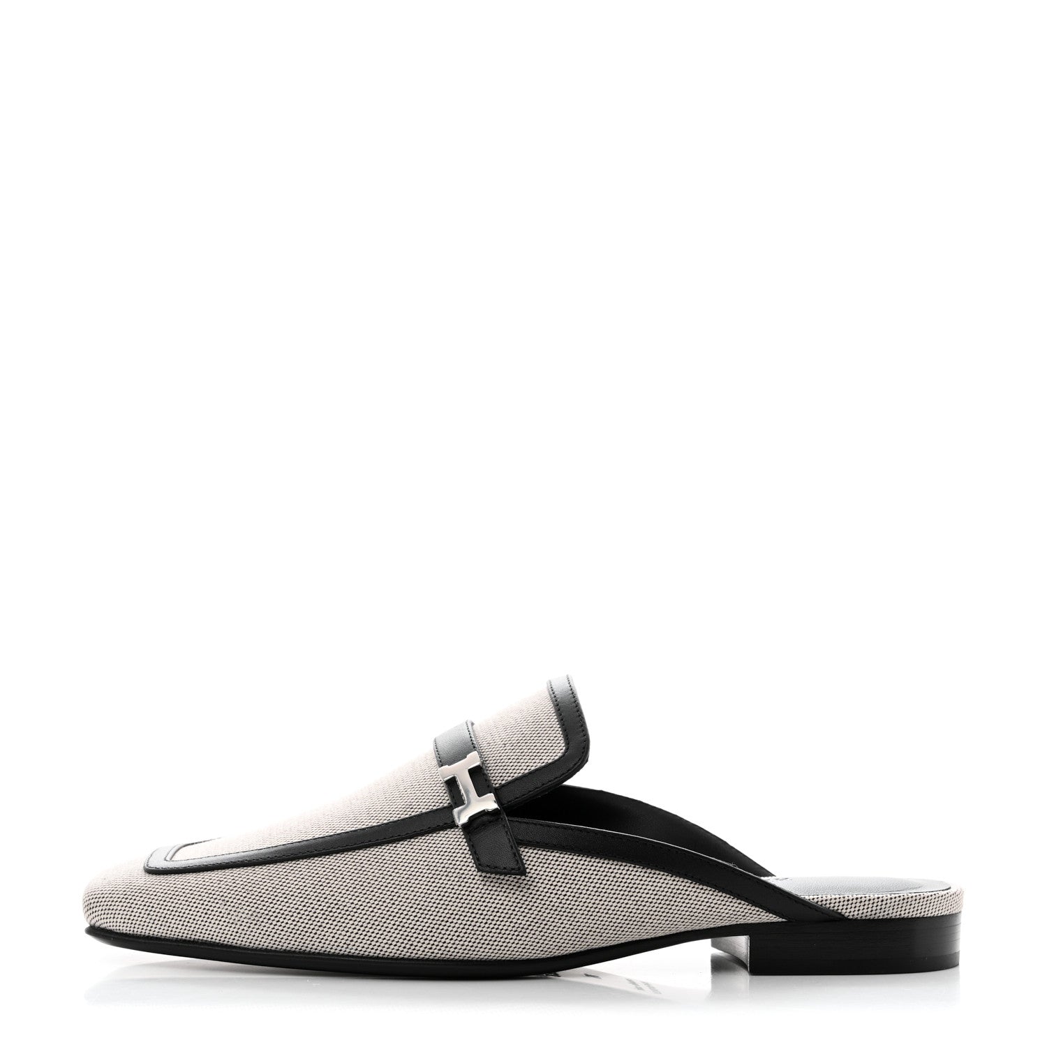Hermes Canvas Calfskin Groupie Mules 36 Prunoir Black 1 of 9