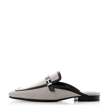 Hermes Canvas Calfskin Groupie Mules 36 Prunoir Black 1 of 9