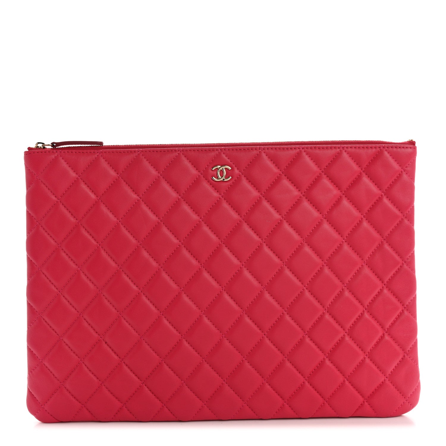 Chanel Lambskin Quilted Large Cosmetic Case Fuchsia 1 of 9