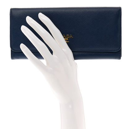 Prada Saffiano Metal Continental Flap Wallet Bleuette Lago White 2 of 10
